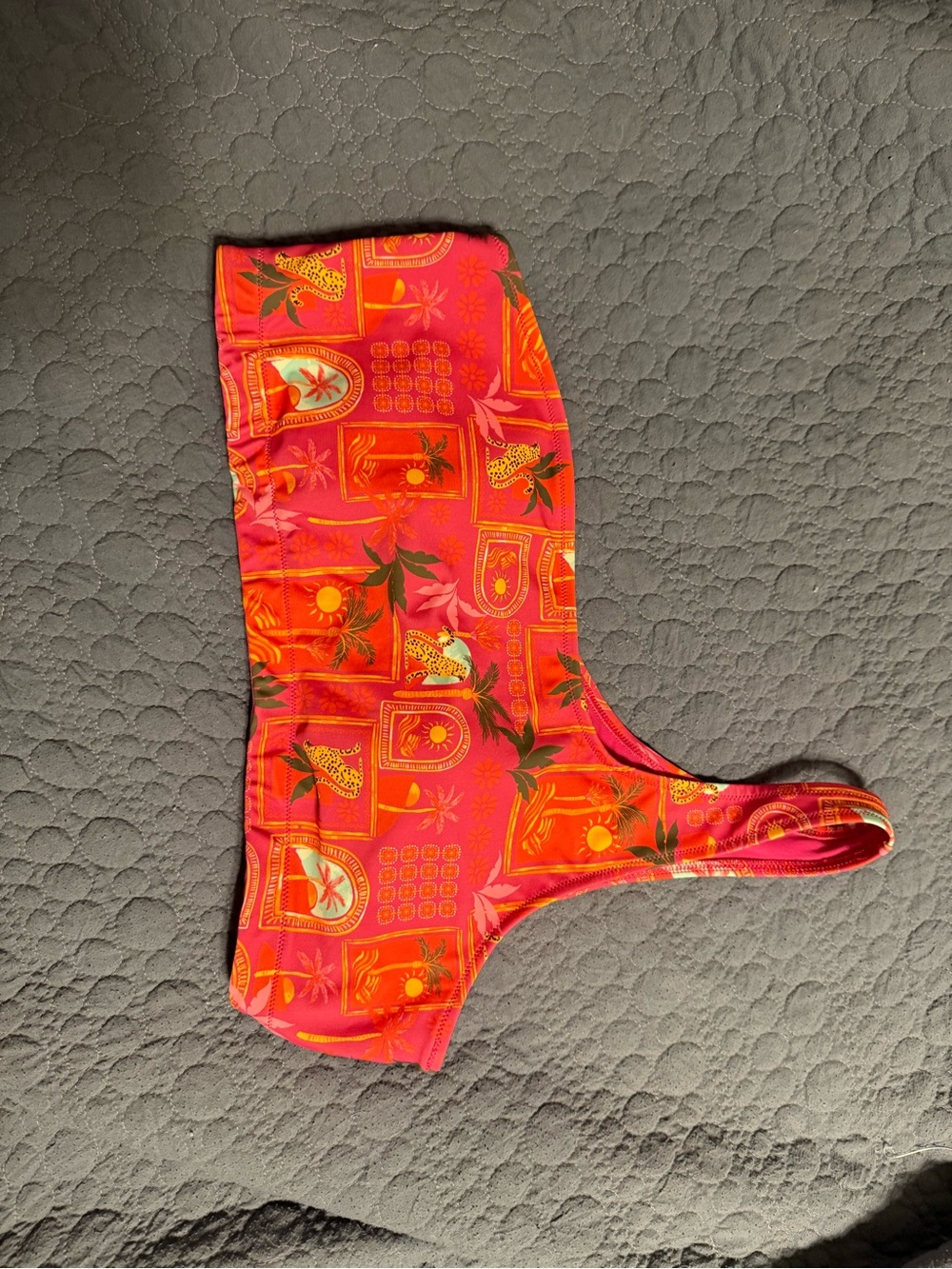 Old Navy Pink and Orange Tropical Print Bandeau Bikini Top